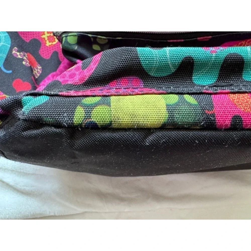 FAB Starpoint Elephant Print Backpack Multi-Color School Bag Black Canvas F277